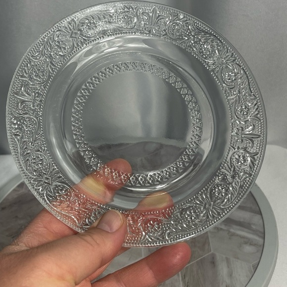 Crystal Clear Industries Trellis Glass Salad Dessert Plate Set of 10 Vintage 7" - Picture 8 of 8